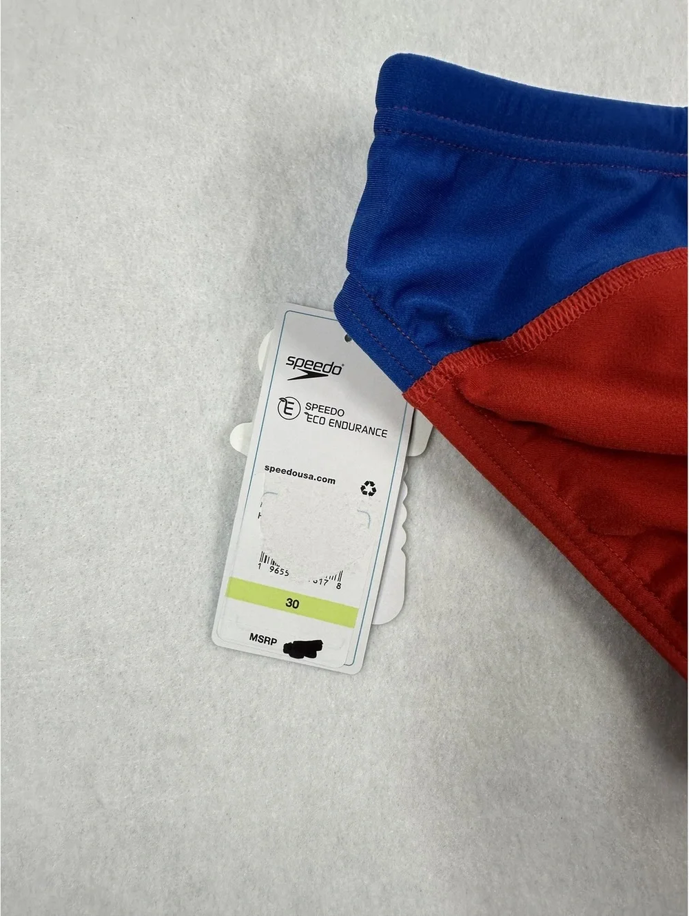 Speedo Eco Endurance Men's Size 30 Red, White, and Blue Swim Briefs